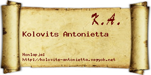 Kolovits Antonietta névjegykártya